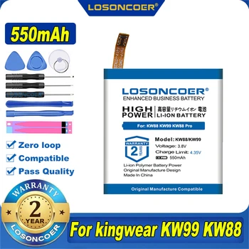 100% Originálne LOSONCOER KW88 KW99 Pro 550mAh Batérie Pre kingwear Smart Hodinky KW88 KW99 KW88 Pro Batérie +Darček nástroje +samolepky