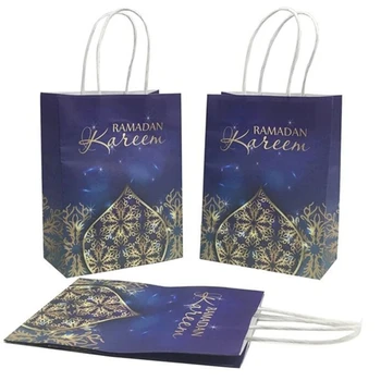 10PCS Ramadánu Festival Kraft Papier Darčekové tašky Islamskej Moslimských Kareem Eid Strany Úložný Box Balenie Vrece Balenie Prípade Držiteľ