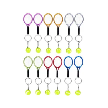 12Pcs Mini Tenis Raketa Keychain Krúžok na kľúče, Módne Tenisový Loptičku Split Krúžok Keychain pre Milovníkov Športu Tím
