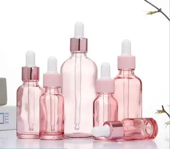 1X Prázdne Kvapkadla Fľaša Ružový Esenciálny Olej, Sklenené Drop Masáž Kozmetická Pipety Fľaše Naplniteľné Fľaše, Poháre S Mix Spp