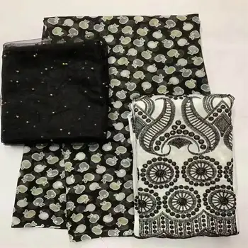 2+5+2 Dvory afriky čipky textílie 2020 vysokú kvalitu výšivky bavlna tlač čipky textílie pre dámske šaty textilného materiálu.L99168