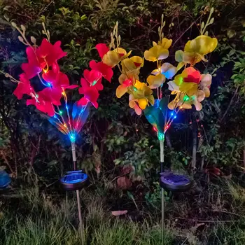 2 Model Solárne Záhradné Osvetlenie, Orchidea, Kvety Vklad Trávnik Lampa Dvore Vonkajšej Terase Cesta Dekor Phalaenopsis Pobočky Svetlá