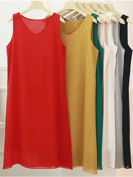 2023 Dámske Letné Šaty Módnej Značky Polovice dĺžky, tvaru Farbou Šifón Šaty Voľné Plus Veľkosť Bežné Oblečenie pre Ženy