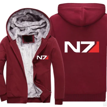 2023 Nové Jeseň Zima N7 Mass Effect Logo Tlače Bavlna Patchwork Športové Pribrala Mikiny pánske Bežné Pohodlné Teplejšie Coats