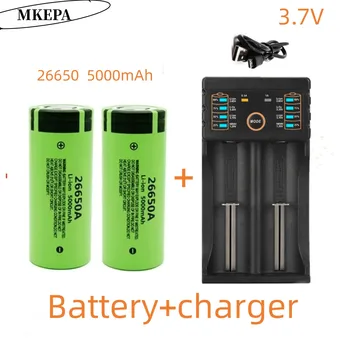 3,7 V Pôvodnej vysokej kvality 26650 batérie 5000mAh 50A lítium-iónová nabíjateľná batéria pre 26650A LED baterka+nabíjačka