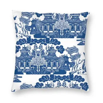 45x45cm Modrá Willow Čínsky Modré a Biele Porcelánové Inšpiroval obliečka na Vankúš Obývacia Izba Vankúš obliečka na Vankúš Štvorcový
