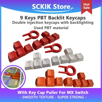9 Tlačidlá PBT Podsvietený Keycaps WASD/ESC/Smer S Kľúčovými Spp Sťahovák Pre MX Prepínač