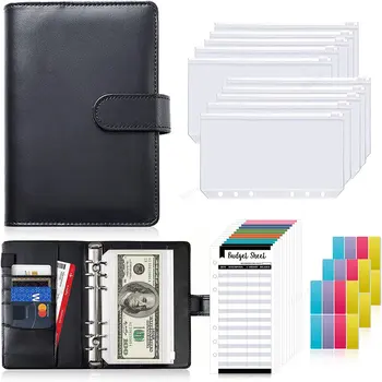 A6 Notebook Peňažné Obálky Systém Nastaviť Binder Vrecká PU Kožené Rozpočtu Binder Peniaze Rozpočtu Úsporu Bill Organizátor Príslušenstvo