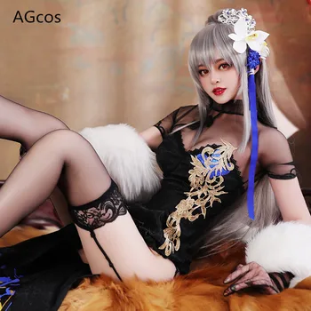 AGCOS Azur Lane FFNF Saint Louis Cheongsam Cosplay Kostým Sexy Žena Halloween Cosplay Šaty