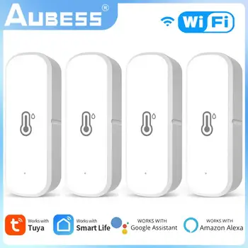 AUBESS Tuya WiFi Teploty Vlhkosti Snímač Domov Pripojený Teplomer Kompatibilný So Smart Život Alexa Asistent Google