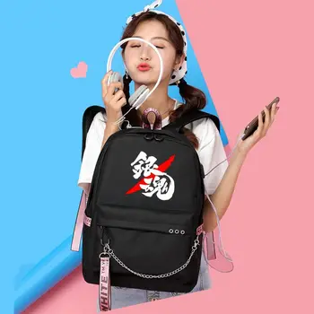 Anime Gintama Sakata Gintok Batoh Deti, Dospievajúci, Školské Tašky Bookbag Cartoon Chlapci Dievčatá USB Cestovné Tašky cez Rameno Darček
