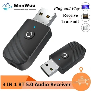 BT 3 v 1, USB Bezdrôtovej Bluetooth 5.0 Adaptéra Audio Prijímač, Vysielač 3.5 mm AUX adaptador pre auto, TV, PC Počítač Domov Stereo