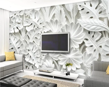 Beibehang Vlastnú tapetu listy vzor Omietky plastický, TV joj, steny domova obývacej izby, spálne, maľby, 3d tapety