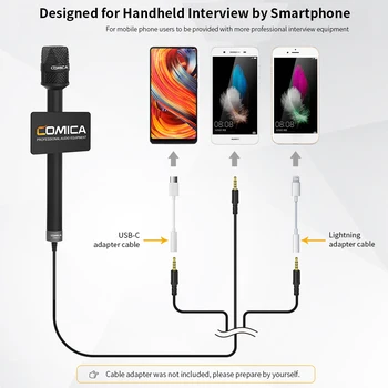 COMICA HRM-S Mikrofón Ručný Rozhovor Mikrofón pre Smartphone 3,5 mm TRRS Plug Cardioid Kondenzátora Mic
