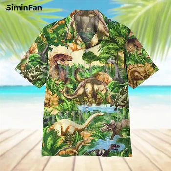 Dinosaurov Kolekcia 3D Vytlačené Mens Havajské Aloha Košele Letné Beach Tričko Guayabera Luxusné Camisa Dovolenku Krátky Rukáv Kubánskej