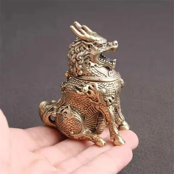 Duté Dragon mýtické zviera Kryt Kadidlo Mosadz Čínska ozdoba Čínsky 1pcs Qilin mýtické voľne žijúcich zvierat Lopatku kadidlo horák
