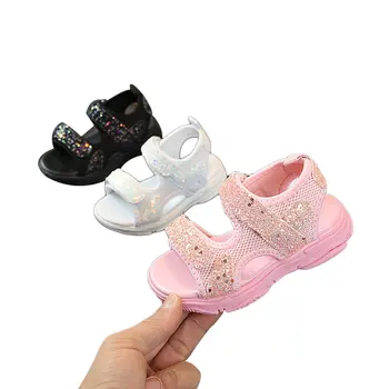 FOCUSNORM Letné Baby Dievčatá Príčinné Sandále Flitrami Oka Dekorácie Mäkké Jediným Pláže Topánky 0-3Y