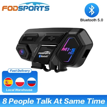 Fodsports M1-S Pro Prilba Komunikačný Headset Motocykel Bluetooth palubného telefónu 8 Rider 2000 M Bezdrôtový Intercomunicador BT 5.0