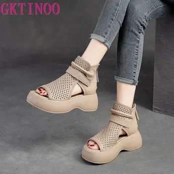 GKTINOO Ženy Gladiator Sandále 2023 Fashion Street Style Opasku Kliny Platformu Otvorené Prst Sandále Dámske Letné Topánky v Pohode