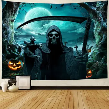 Home Decor Gobelín Ghost Stene Koberec Dekorácie Diabol prehoz cez posteľ Vankúš Halloween Tekvica Lampáš Gobelín 230x180cm tém