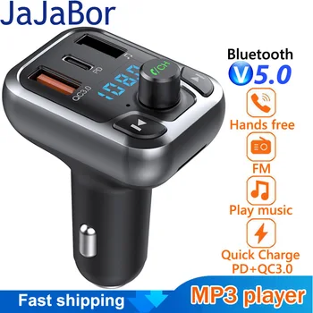 JaJaBor FM Vysielač FM Modulátor Auto MP3 Prehrávač PD QC3.0 Rýchle Nabíjanie Duálny USB Nabíjačka, Bluetooth 5.0 Handsfree Súprava do Auta