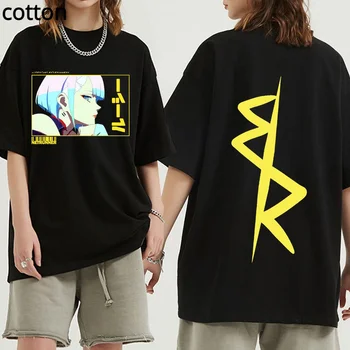 Japonské Anime Lucy Cyberpunk Edgerunners T-shirts Vytlačené Muži Ženy Krátke Rukávy Tričko Nadrozmerné Útulný Harajuku Streetwear