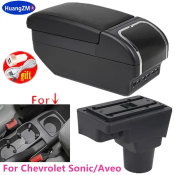 Lakťová opierka box Pre Chevrolet Sonic/Aveo 2012-2018 Centrum stredovej Konzoly, Skladovanie USB Nabíjanie Popolník S Držiaku Zdvíhateľnej