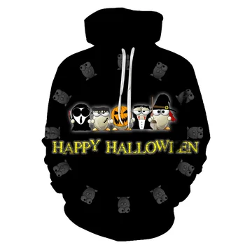 Mens Strašidelné Šťastný Halloween Tekvica 3D Tlač s kapucňou Strán Dlhý Rukáv Halloween Jeseň Zima čierny kabát s Kapucňou, Mikina