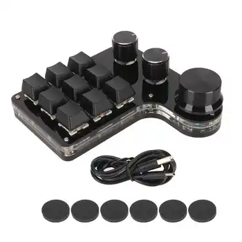 Mini 9 Klávesnica s 3 Gombík RGB Svetlo Modrá Prepínač DIY Programovateľný Univerzálny Mini Makro Mechanical Gaming Keyboard pre PC