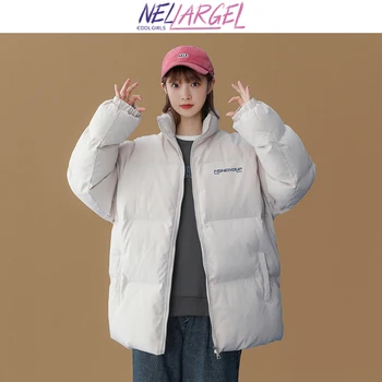 NELLARGEL Ženy kórejský Módne Vintage Zimná Bunda 2023 Žena Farebné Streetwear Puffer Bunda Dievča, Japonská Bežné Parkas