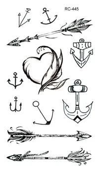 Nepremokavé Malé Čerstvé Tetovanie Nálepky, Farebné Pierko List, Šípka Osobnosti Módne Tetovanie Design