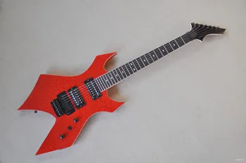Netradičný Tvar Červená telesná Elektrická Gitara s Rosewood Hmatník,Čierny Hardware,Poskytnúť na Mieru šité Služby