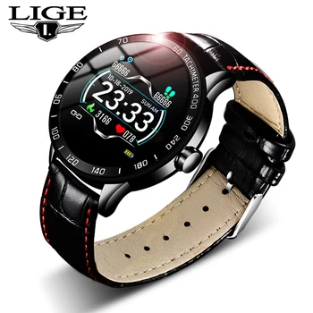 Nové módne kože smart hodinky mužov šport Fitness tracker Krokomer sledovať tepovú frekvenciu, krvný tlak smartwatch reloj inteligente
