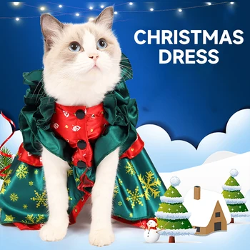 Oblečenie Pre Mačky Vianočné Šaty Dovolenku Mačka Kostým Ropa Para Gatos Luxusné Dizajnér Mascotas Oblečenie Vytlačené Šteňa Kitty Coats Roztomilý