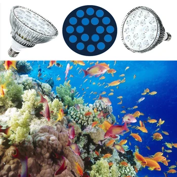 Par38 Žiarovky 54W Nano Akvárium Osvetlenia E27 LED Marine Aquarium Lampa mala načítavať pri 450 nm Blue Použité LED Svetlo pre Morské Koraly SPS, LPS