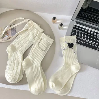 Pearl White Uprostred Trubice Dizajnér Ponožky Roztomilý Lolita Japonci Milujú Ženy Ponožky Príslušenstvo Harajuku Kawaii Ponožky