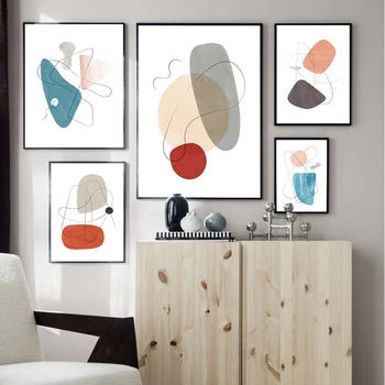 Prispôsobiteľné Moderná Obývačková Stena Obrázok Minimalistické Línie Umenie Plagátu Abstraktné Geometrické Tlač Akvarel Maliarske Plátno