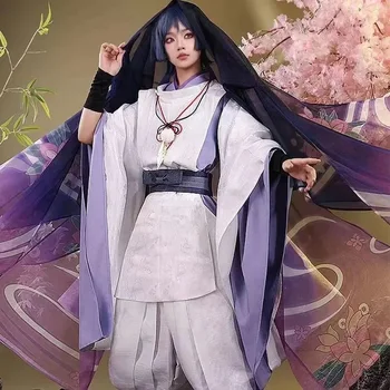 Pútnik Genshin Vplyv Scaramouche Cosplay Kostým Parochňu Anime Hry Balladeer Biele Kimono Halloween Party pre Ženy, Mužov, Dievčatá