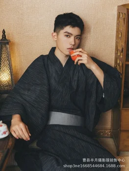 Rúchu Klasické Čierne Samuraj Oblečenie Mužov Priedušná Spodná Bielizeň Tradičné Japonské Kimono Cosplay Yukata Domov Pyžamo Župan