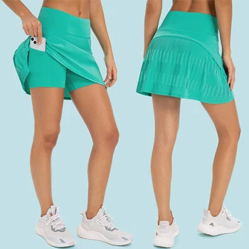 SHINBENE Ľahký Skladaný Tenis Sukne s Vysokým Pásom Cvičenie Skorts Bedminton Sukne S Vreckami pre Ženy