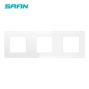 SRAN 3 rám prázdny panel s Inštaláciou železa, plechu 258mm*86mm white crystal tvrdeného skla spínač zásuvky panel
