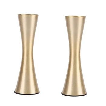 Sada 2 Mosadz-Toned Kovová Váza Malé Kvetinové Vázy Moderné Dekoratívne Vázy Pre Domáce Výzdoba, Svadobné Alebo Darček(Gold)