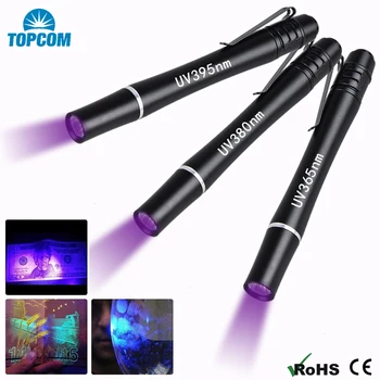 TOPCOM Mini Pocket LED UV Liečivé Svetlo Ultrafialové Penlight Klip Hliníkovej Zliatiny UV Pero Baterku Za Peniaze Zistiť