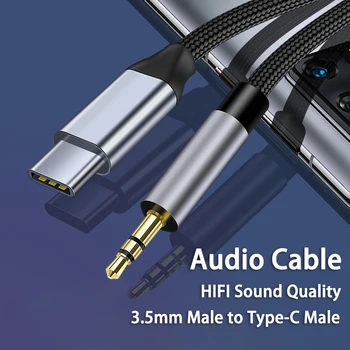 USB C Aux Kábel Typu C 3,5 mm Jack Adaptér, Slúchadlá Auto Stereo Kábel pre Samsung Galaxy S23 S21 S22 FE A53 IPad Pro Air 5 Mini 6