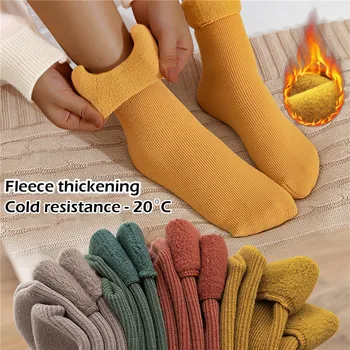 V Zime Teplé Pletené Hrubé Ponožky Retro Ženy Móda Bežné Cashmere Ponožky Voľné Farbou Kórejských Študentov Dievča Pančuchy