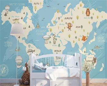 Wellyu Vlastnú tapetu Nordic ručne maľované kreslené mapy detská izba gauč TV pozadí steny dekoratívne maľby nástenné maľby