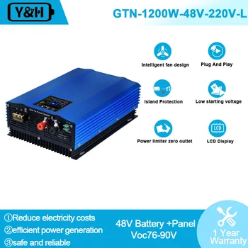 Y&H 1200W siete Kravatu Invertor Obmedzovač Sily LCD Displej DC55-90V Solárne Vstup AC230V Čistá Sínusová Vlna Výstup