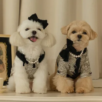 Zimné Luxusné Pet Psov, Oblečenie Hrubo Tkané Textílie Psov Coats Bunda Teplá Pre Malé A Stredné Psy Oblečenie Šaty Poslať Vlásenky