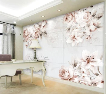 wellyu Prispôsobené veľké nástenné maľby kreatívne domáce dekorácie retro ruže ľalie gauč TV pozadí steny wallpaperpapel de parede
