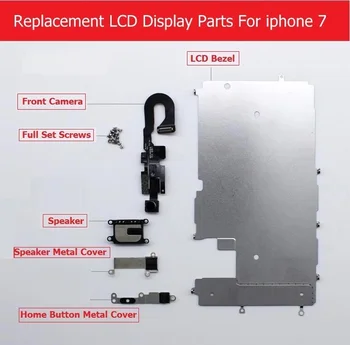 Úplná Sada dielov Pre Apple iPhone 7 7 plus LCD displej, Kovový Rám /Predná kamera /reproduktor/ home tlačidlo flex kábel / Skrutky/ Konzola